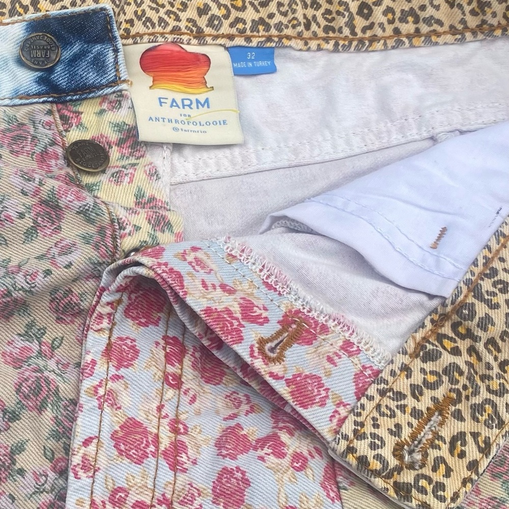Farm Rio High Rise Floral Patchwork Shorts. Size 32. - Picture 3 of 4